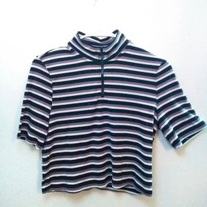 Striped zip-up crop top wild fable